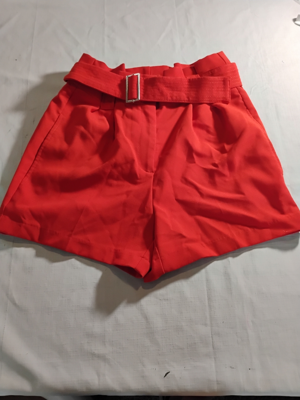 Gabrielleunion High-Waist Red Paperbag Belted Women's Shorts Size 0